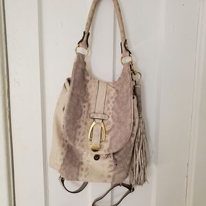 100% leather purse backpack snake print